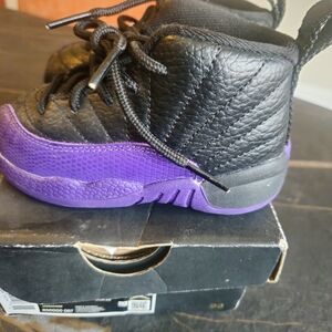 Air Jordan 12 Retro Toddler Black Purple Size 6C